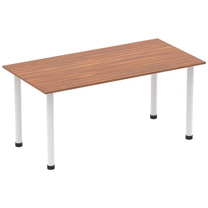 Impulse Rectangular Table, 1600mm, Walnut, White Post Leg Impulse Rectangular Table, 1600mm, Walnut, White Post Leg