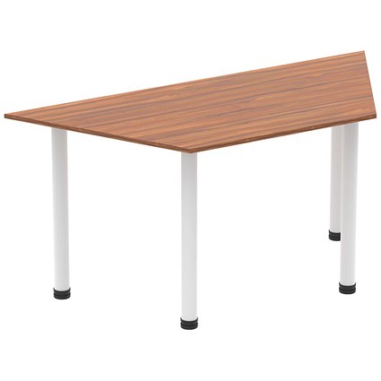 Impulse Trapezoidal Table, 1600mm, Walnut, White Post Leg