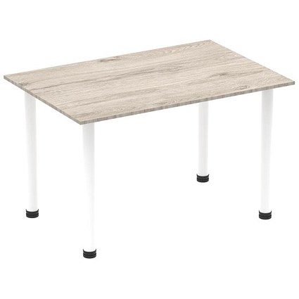 Impulse Rectangular Table, 1400mm, Grey Oak, White Post Leg Impulse Rectangular Table, 1400mm, Grey Oak, White Post Leg