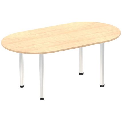 Impulse Boardroom Table, 1800mm, Maple, Brushed Aluminium Post Leg