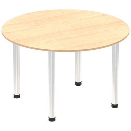 Impulse Circular Table, 1200mm, Maple, Chrome Post Leg