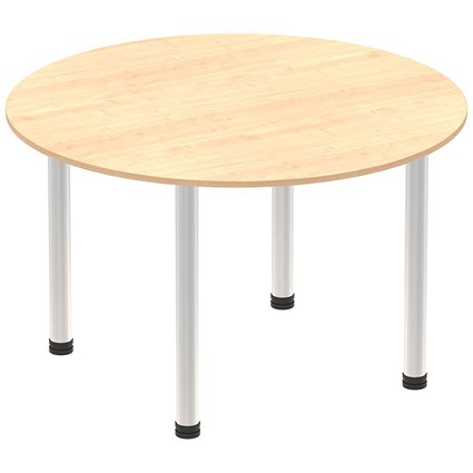 Impulse Circular Table, 1200mm, Maple, Brushed Aluminium Post Leg Impulse Circular Table, 1200mm, Maple, Brushed Aluminium Post Leg