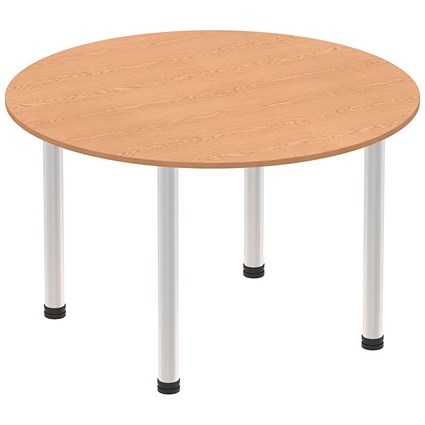 Impulse Circular Table, 1200mm, Oak, Brushed Aluminium Post Leg Impulse Circular Table, 1200mm, Oak, Brushed Aluminium Post Leg