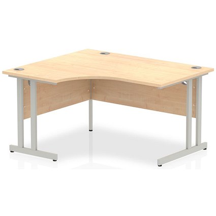 Impulse 1400mm Corner Desk, Left Hand, Silver Cantilever Leg, Maple