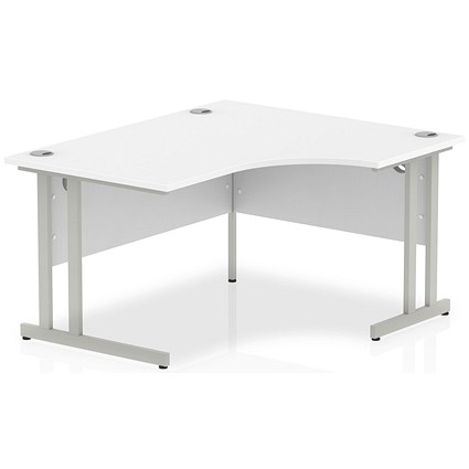 Impulse 1400mm Corner Desk, Right Hand, Silver Cantilever Leg, White Impulse 1400mm Corner Desk, Right Hand, Silver Cantilever Leg, White