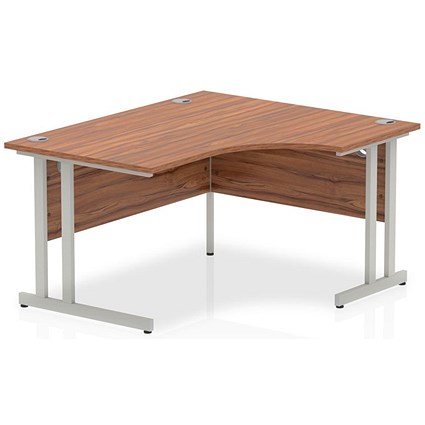 Impulse 1400mm Corner Desk, Right Hand, Silver Cantilever Leg, Walnut