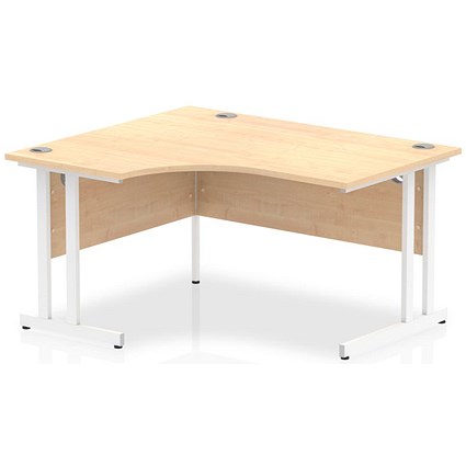 Impulse 1400mm Corner Desk, Left Hand, White Cantilever Leg, Maple