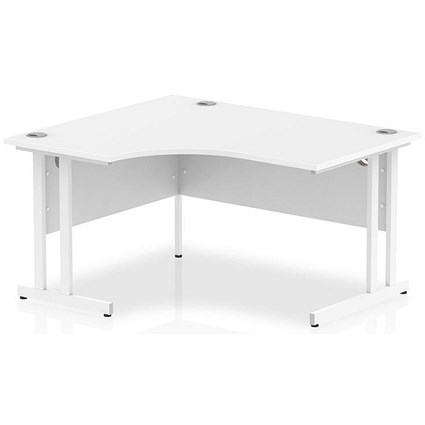 Impulse 1400mm Corner Desk, Left Hand, White Cantilever Leg, White