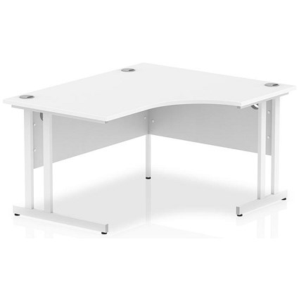 Impulse 1400mm Corner Desk, Right Hand, White Cantilever Leg, White