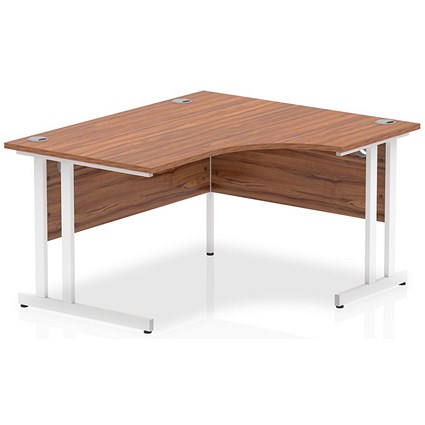 Impulse 1400mm Corner Desk, Right Hand, White Cantilever Leg, Walnut