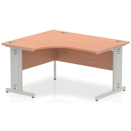 Impulse 1400mm Corner Desk, Left Hand, Silver Cable Managed Leg, Beech