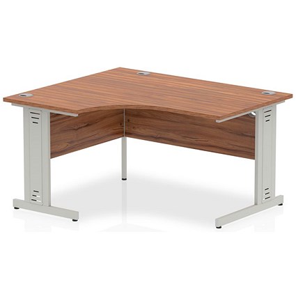 Impulse 1400mm Corner Desk, Left Hand, Silver Cable Managed Leg, Walnut