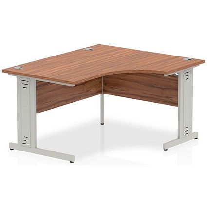 Impulse 1400mm Corner Desk, Right Hand, Silver Cable Managed Leg, Walnut Impulse 1400mm Corner Desk, Right Hand, Silver Cable Managed Leg, Walnut