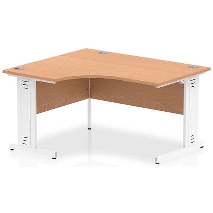 Impulse 1400mm Corner Desk, Left Hand, White Cable Managed Leg, Oak
