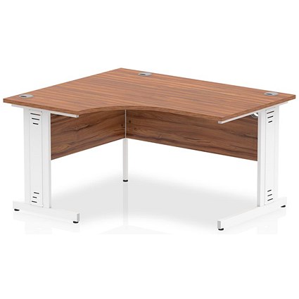 Impulse 1400mm Corner Desk, Left Hand, White Cable Managed Leg, Walnut