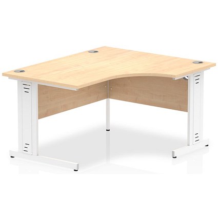 Impulse 1400mm Corner Desk, Right Hand, White Cable Managed Leg, Maple