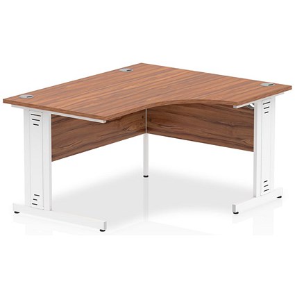 Impulse 1400mm Corner Desk, Right Hand, White Cable Managed Leg, Walnut