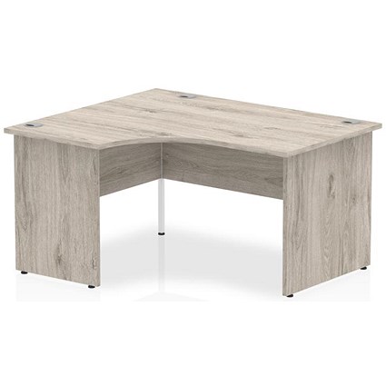 Impulse 1400mm Corner Desk, Left Hand, Panel End Leg, Grey Oak Impulse 1400mm Corner Desk, Left Hand, Panel End Leg, Grey Oak