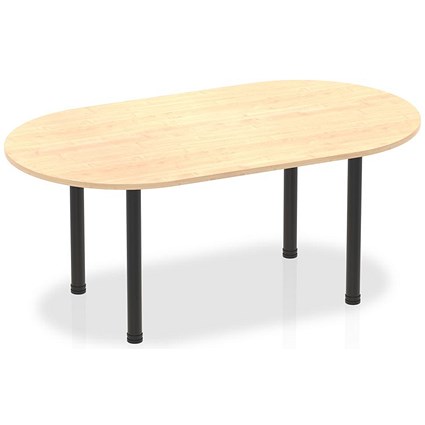 Impulse Boardroom Table, 1800mm, Maple, Black Post Leg