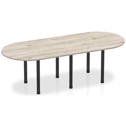 Impulse Boardroom Table, 2400mm, Grey Oak, Black Post Leg
