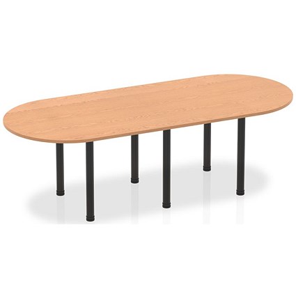 Impulse Boardroom Table, 2400mm, Oak, Black Post Leg