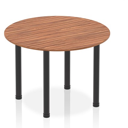 Impulse Circular Table, 1000mm, Walnut, Black Post Leg Impulse Circular Table, 1000mm, Walnut, Black Post Leg