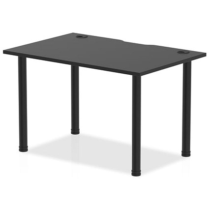 Impulse Rectangular Table, 1200mm x 800mm, Black, Black Post Leg