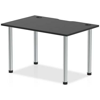 Impulse Rectangular Table, 1200mm x 800mm, Black, Chrome Post Leg
