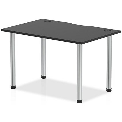 Impulse Rectangular Table, 1200mm x 800mm, Black, Chrome Post Leg