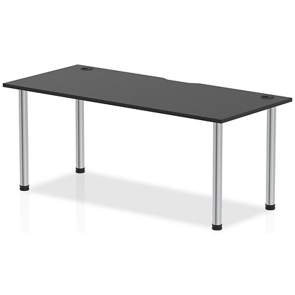 Impulse Rectangular Table, 1800mm x 800mm, Black, Chrome Post Leg