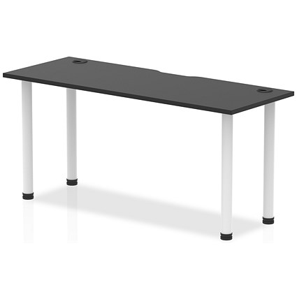 Impulse Rectangular Table, 1600mm x 600mm, Black, White Post Leg