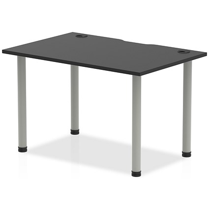 Impulse Rectangular Table, 1200mm x 800mm, Black, Silver Post Leg