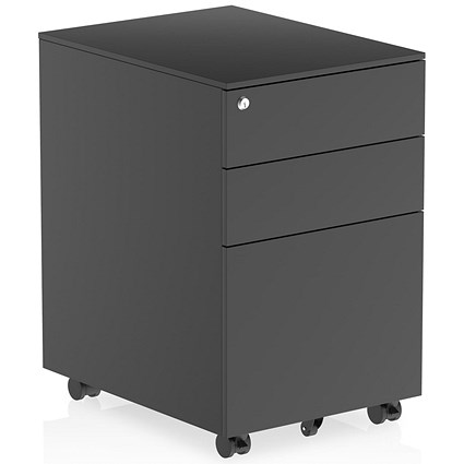 Impulse 3 Drawer Steel Mobile Pedestal, Black