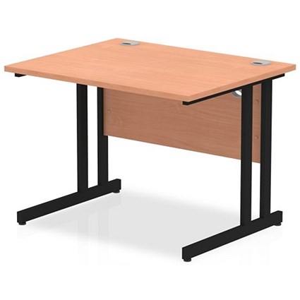 Impulse 1000mm Rectangular Desk, Black Cantilever Leg, Beech