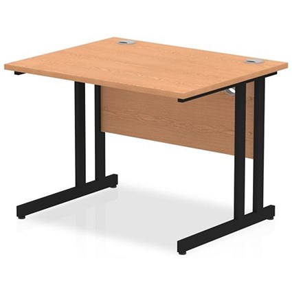 Impulse 1000mm Rectangular Desk, Black Cantilever Leg, Oak