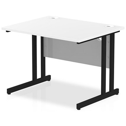 Impulse 1000mm Rectangular Desk, Black Cantilever Leg, White