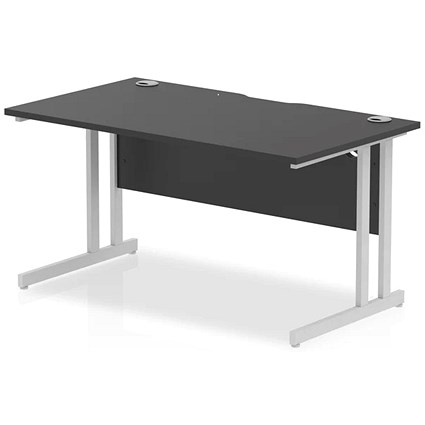 Impulse 1400mm Rectangular Desk, Silver Cantilever Leg, Black
