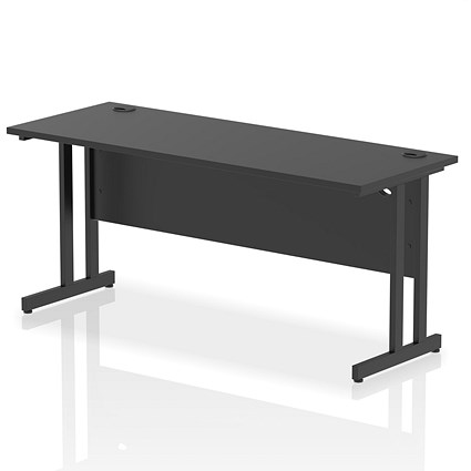 Impulse 1600mm Slim Rectangular Desk, Black Cantilever Leg, Black Impulse 1600mm Slim Rectangular Desk, Black Cantilever Leg, Black
