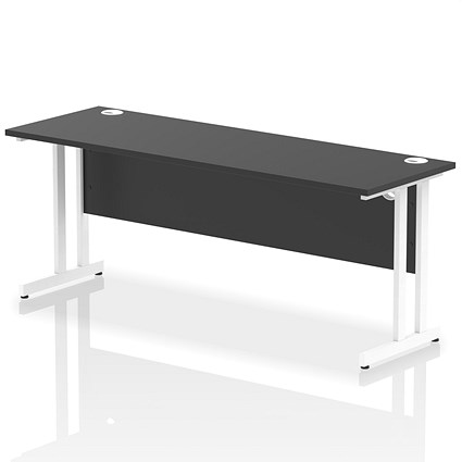 Impulse 1800mm Slim Rectangular Desk, White Cantilever Leg, Black Impulse 1800mm Slim Rectangular Desk, White Cantilever Leg, Black