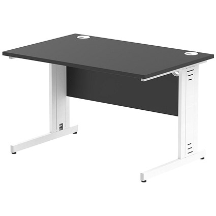 Impulse 1200mm Rectangular Desk, White Cable Managed Leg, Black Impulse 1200mm Rectangular Desk, White Cable Managed Leg, Black