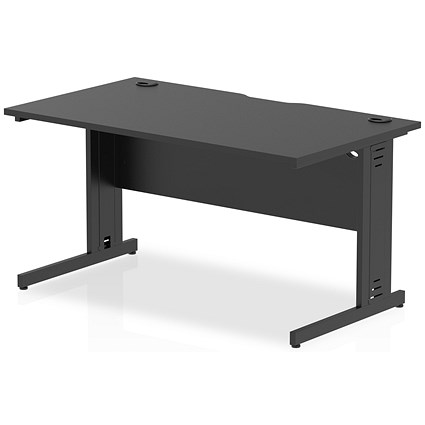 Impulse 1400mm Rectangular Desk, Black Cable Managed Leg, Black