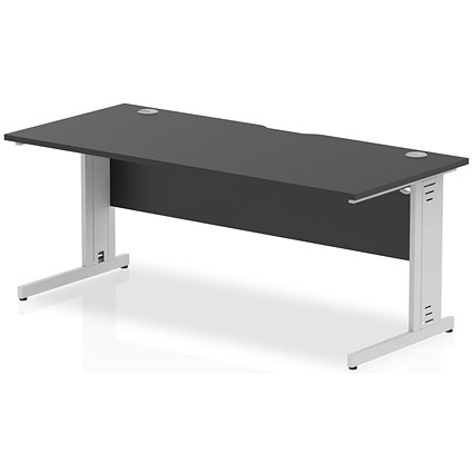 Impulse 1800mm Rectangular Desk, Silver Cable Managed Leg, Black
