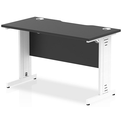 Impulse 1200mm Slim Rectangular Desk, White Cable Managed Leg, Black Impulse 1200mm Slim Rectangular Desk, White Cable Managed Leg, Black
