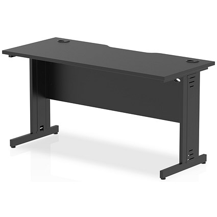 Impulse 1400mm Slim Rectangular Desk, Black Cable Managed Leg, Black Impulse 1400mm Slim Rectangular Desk, Black Cable Managed Leg, Black