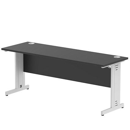 Impulse 1800mm Slim Rectangular Desk, Silver Cable Managed Leg, Black Impulse 1800mm Slim Rectangular Desk, Silver Cable Managed Leg, Black