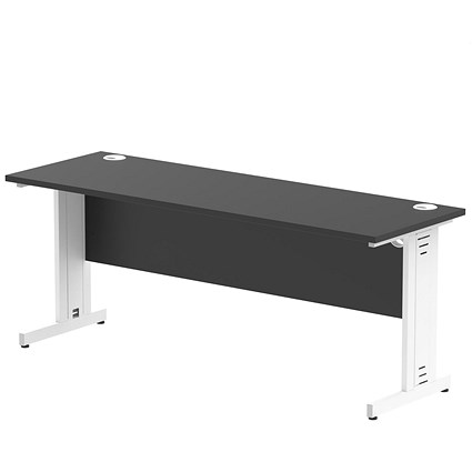 Impulse 1800mm Slim Rectangular Desk, White Cable Managed Leg, Black Impulse 1800mm Slim Rectangular Desk, White Cable Managed Leg, Black