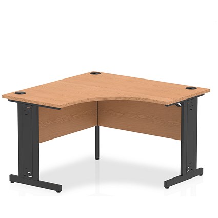 Impulse 1200mm Corner Desk, Black Cable Managed Leg, Oak