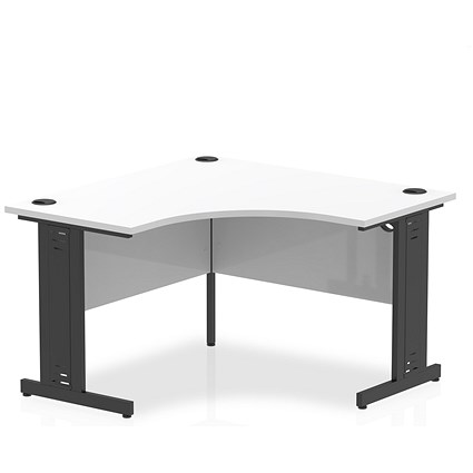 Impulse 1200mm Corner Desk, Black Cable Managed Leg, White