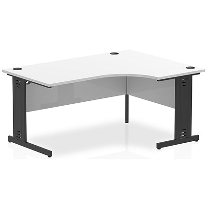 Impulse 1600mm Corner Desk, Right Hand, Black Cable Managed Leg, White Impulse 1600mm Corner Desk, Right Hand, Black Cable Managed Leg, White
