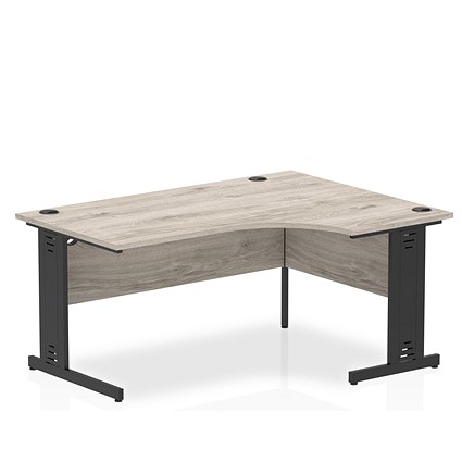 Impulse 1600mm Corner Desk, Right Hand, Black Cable Managed Leg, Grey Oak Impulse 1600mm Corner Desk, Right Hand, Black Cable Managed Leg, Grey Oak